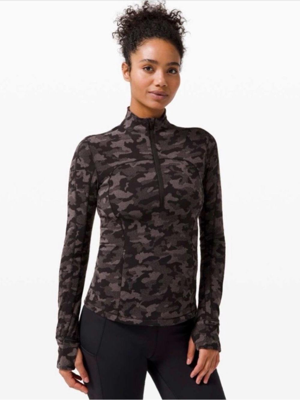 Lululemon Run Briskly 1/2 Zip | Heritage Camo Jacquard Black Lunar Rock